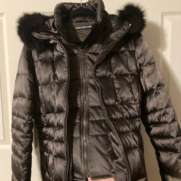 Marc New York Brown Puffer Jacket With Fox Fur Trimmed Hood - Picture 3 of 7